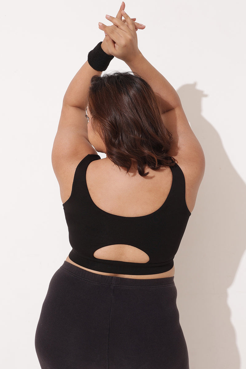Sculpt & Lift Cotton Sports Bra - Black