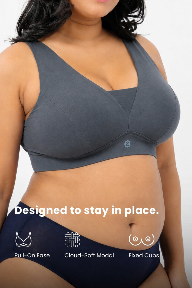Natural Shape Modal Bra - Steel Grey