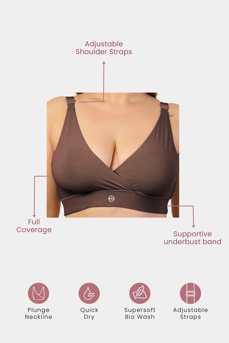 247 Extra Support Cotton Feeding Bra with Adjuster - Brown