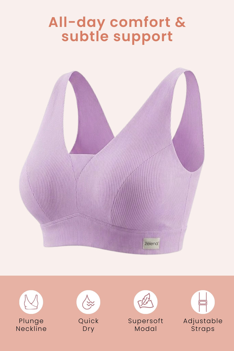 Sera Fine-Rib Bra - Lavender