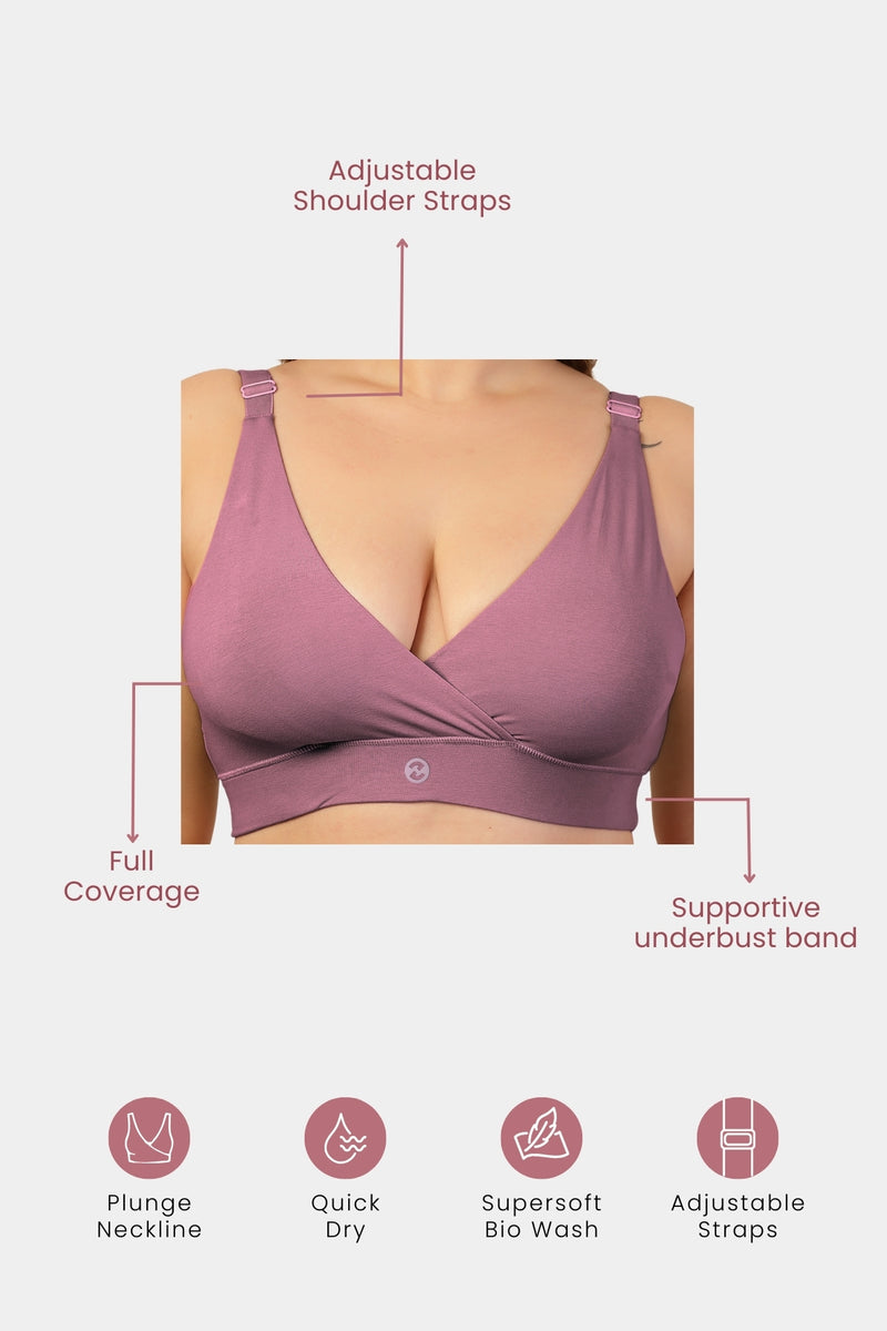 247 Extra Support Cotton Feeding Bra with Adjuster - Lilac