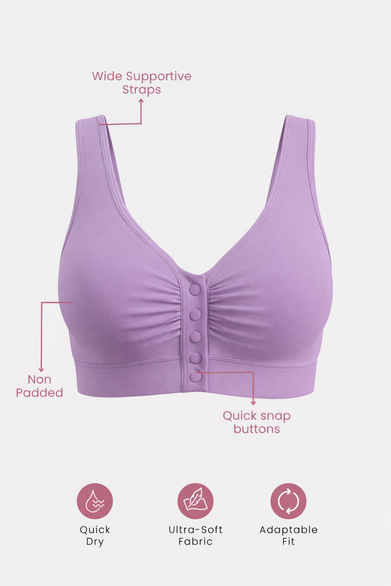 Ruched Modal Front-Open Bra - Lavender