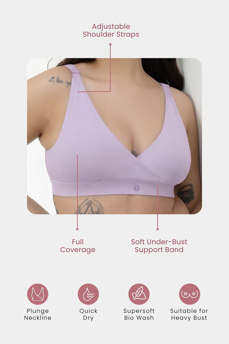 247 Extra Support Cotton Feeding Bra with Adjuster - Lavender