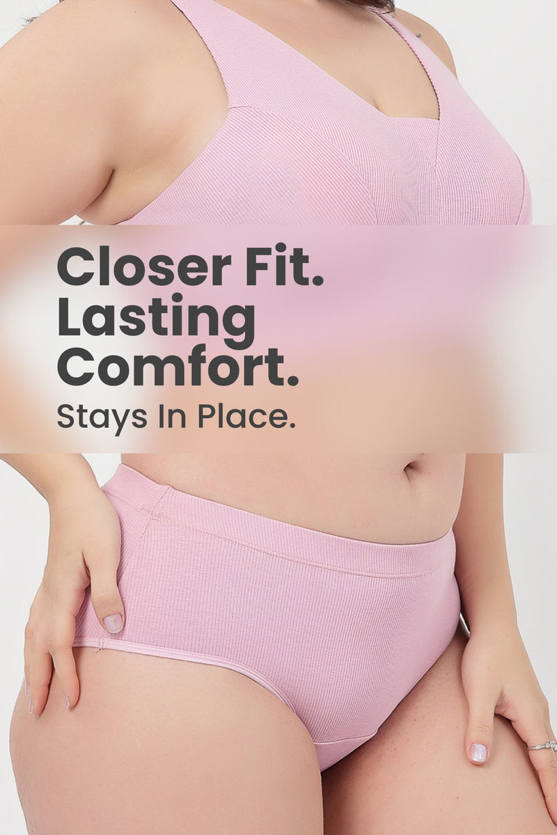 Sera Fine Rib Mid Rise Hipster - Pink