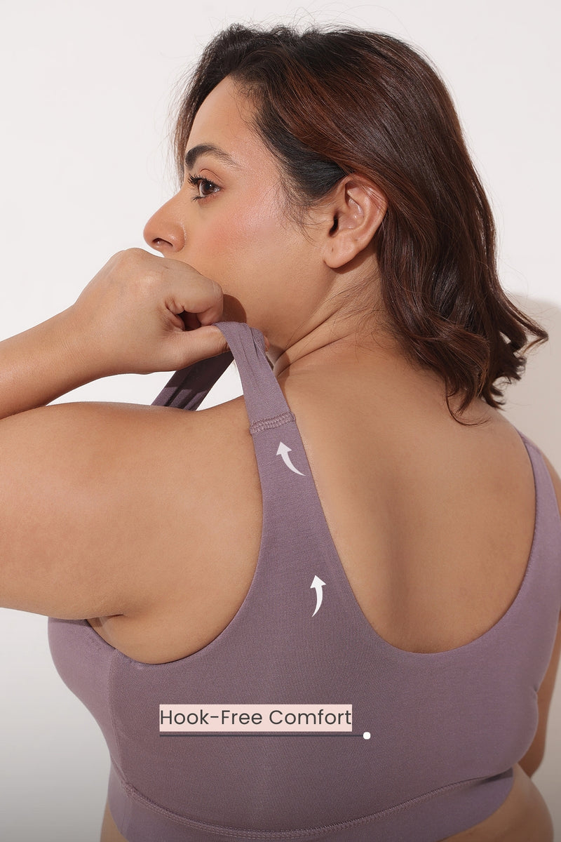 247 (Upgraded) Modal Padded Maternity Feeding Bra - Purple Grey