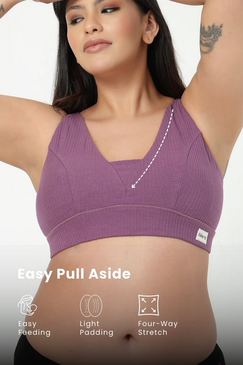 Natural Shape Wide Rib Bra - Purple