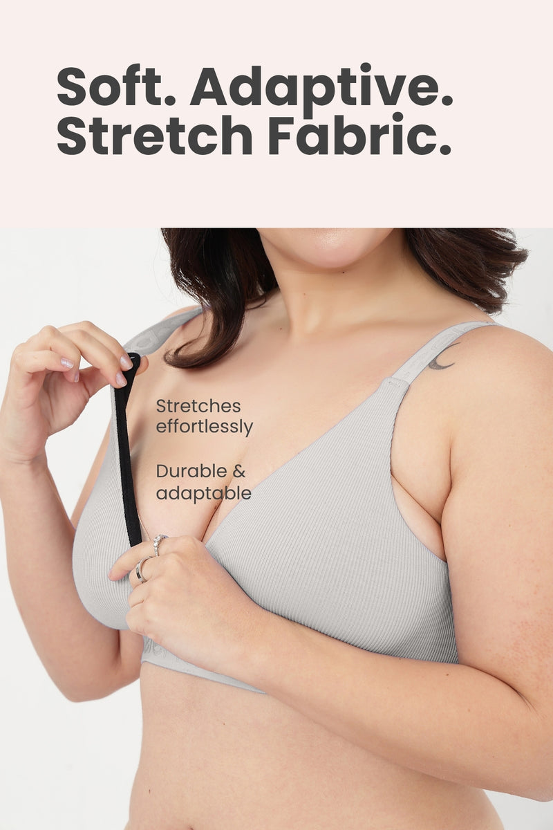 Zena Fine-Rib Bra - Grey Melange