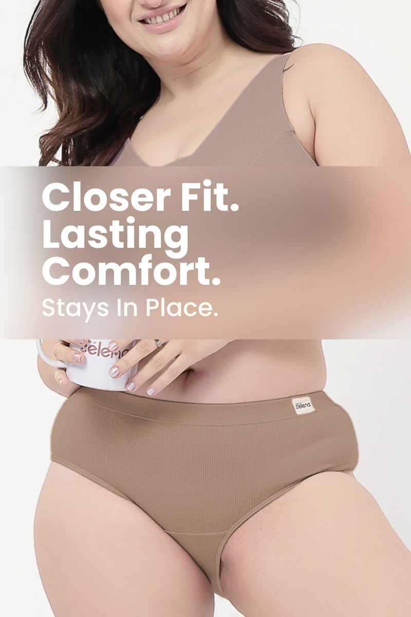 Sera Fine Rib Mid Rise Hipster - Skin