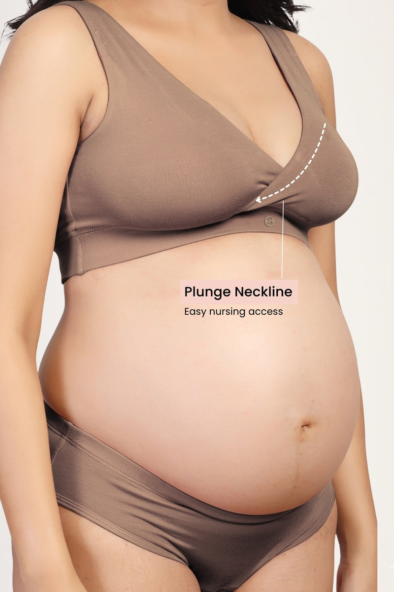 247 (Upgraded) Light Coco Modal Padded Maternity Feeding Bra