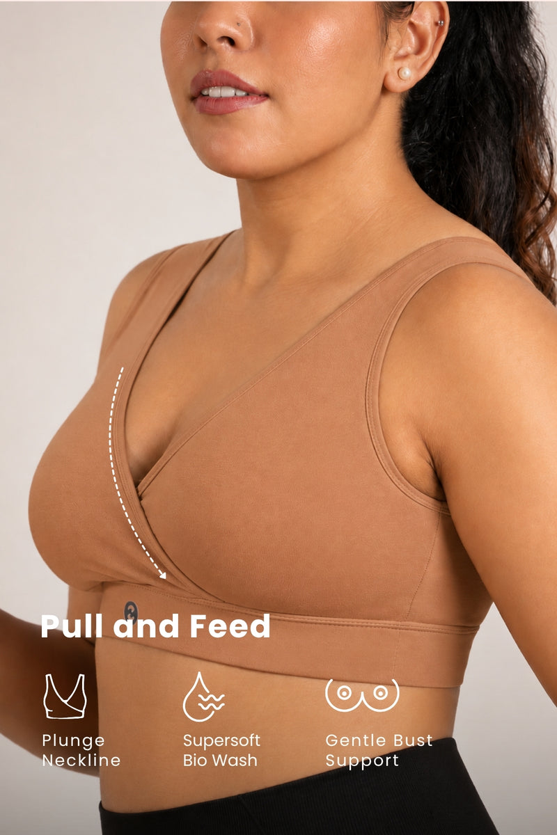 EasyMove non-padded Cotton Yoga Bra - Honey