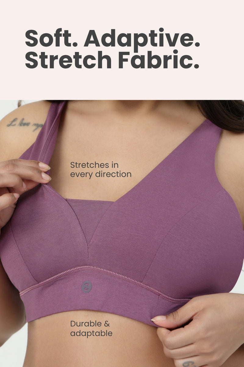 SecureFit Cotton Fixed-Pad Bra - Purple