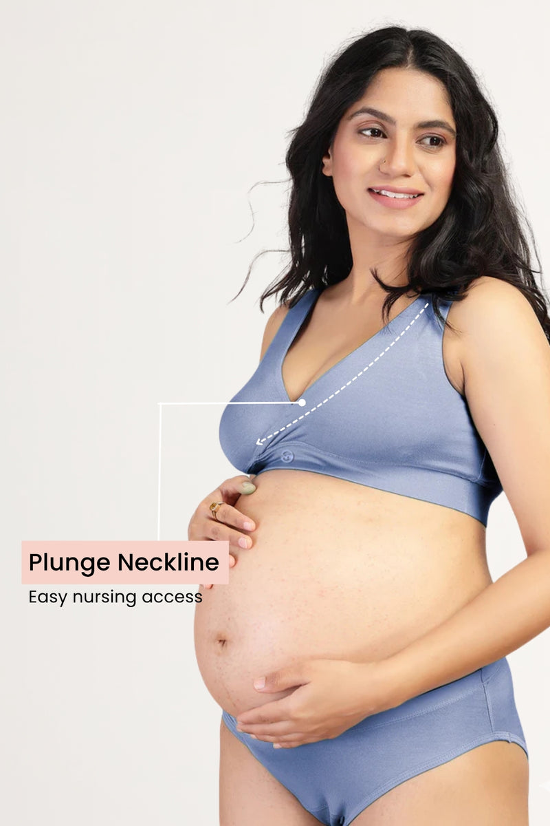 247 (Upgraded) M-Blue Modal Padded Maternity Feeding Bra