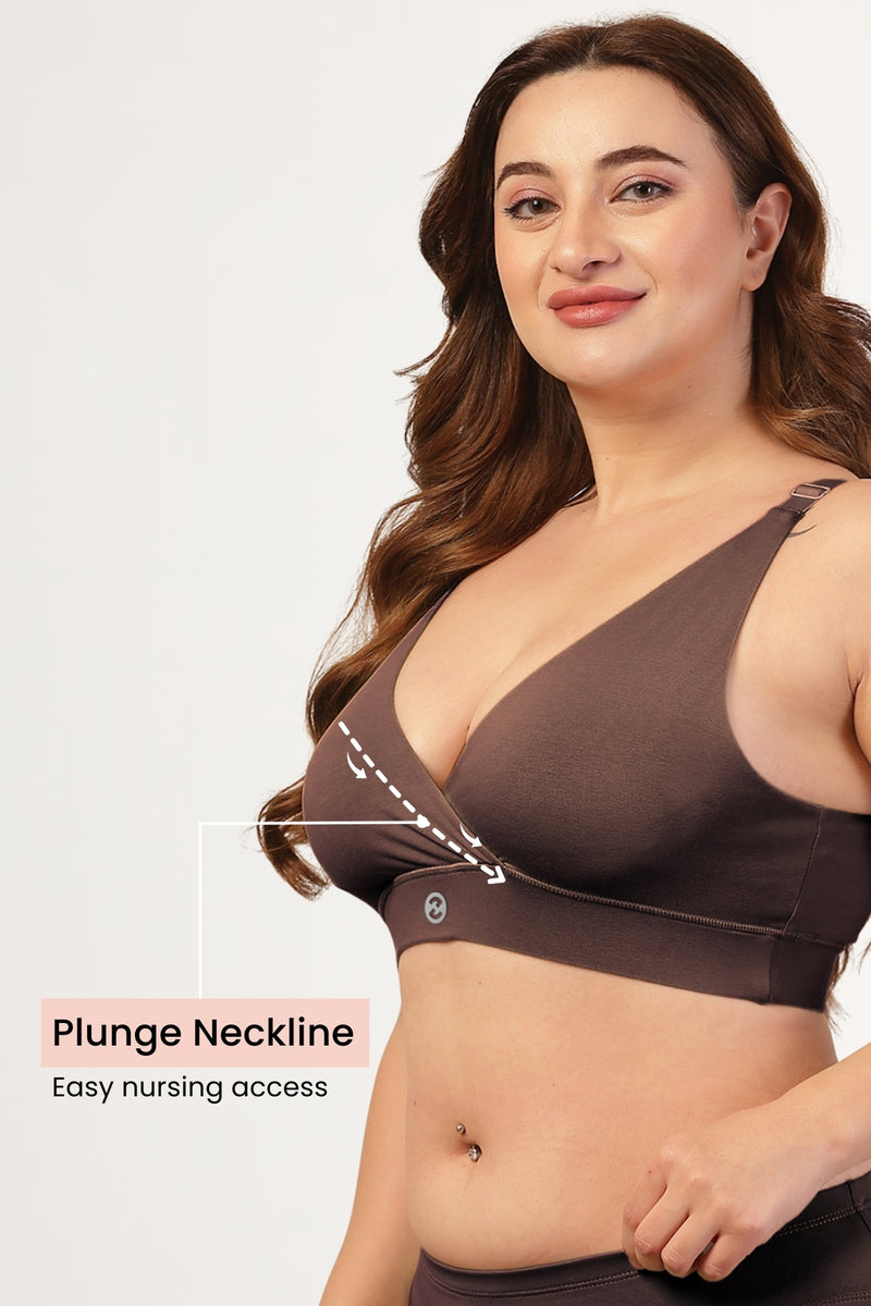 247 Extra Support Cotton Feeding Bra with Adjuster - Brown