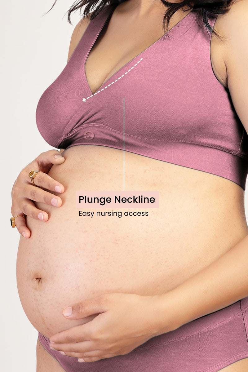 247 (Upgraded) Plumwine Modal Padded Maternity Feeding Bra