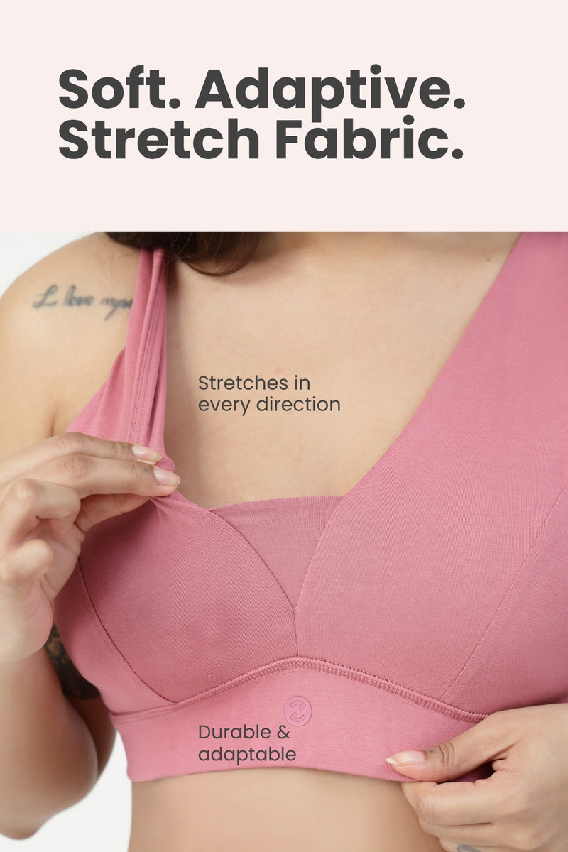 SecureFit Cotton Fixed-Pad Bra - Mauve Rose