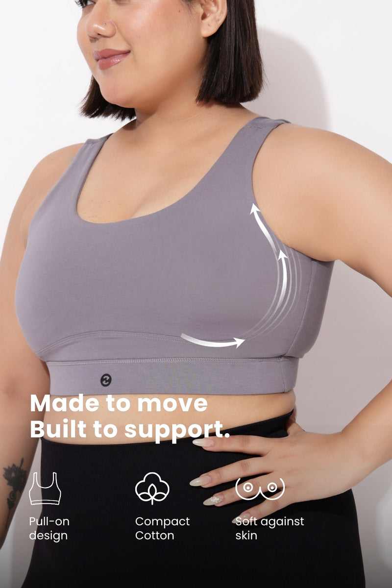 Sculpt & Lift Cotton Sports Bra - Grey