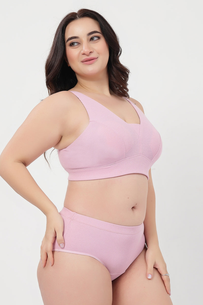 Sera Fine Rib Mid Rise Hipster - Pink