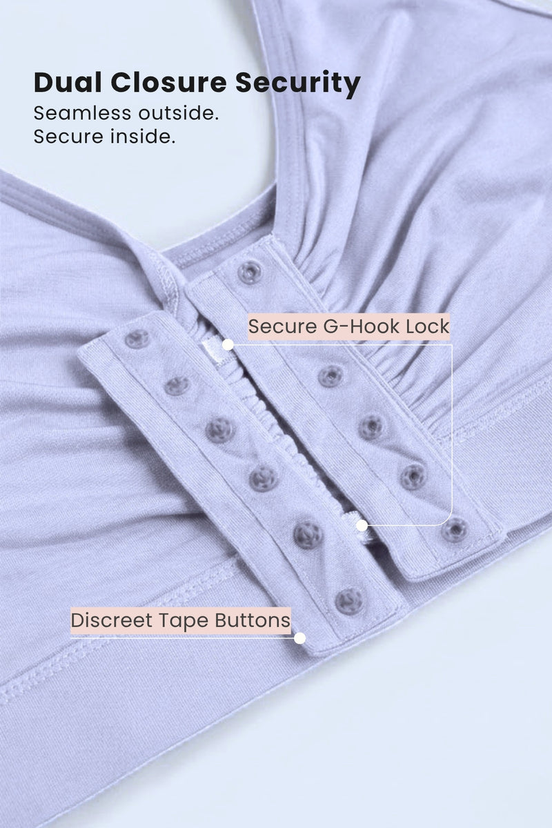 Ruched Tape-Button Nursing Bra - Mist
