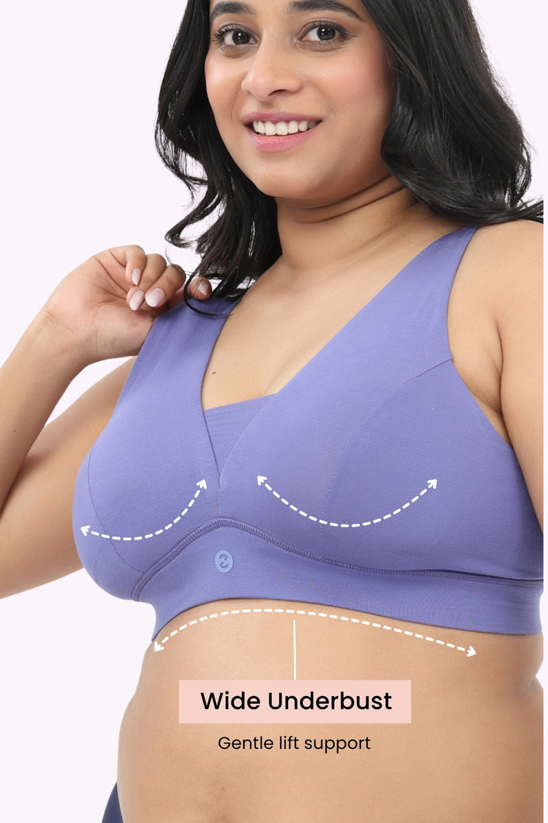 Fixed Padded Modal Maternity Bra with Support - Royal Blue