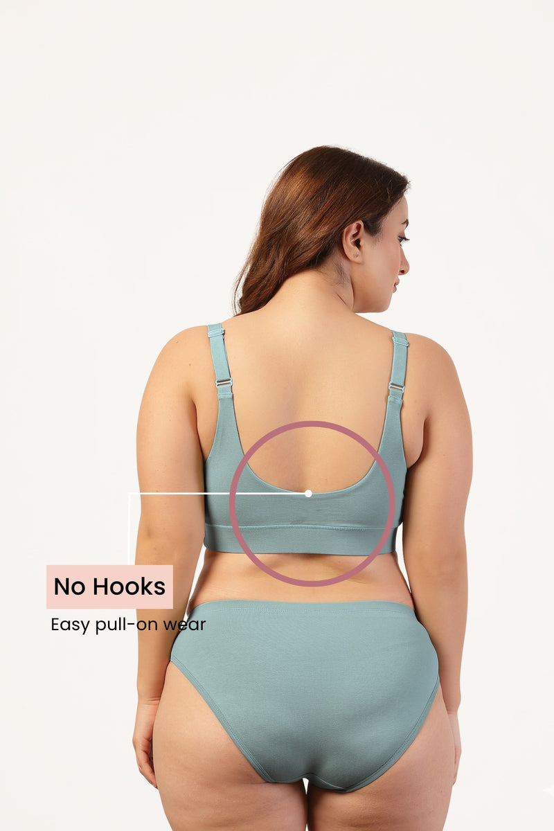 247 Extra Support Cotton Feeding Bra with Adjuster - Mint