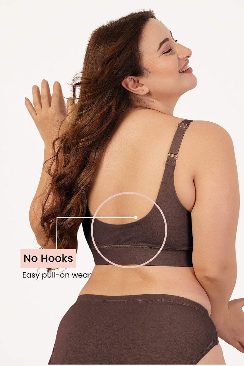 247 Extra Support Cotton Feeding Bra with Adjuster - Brown