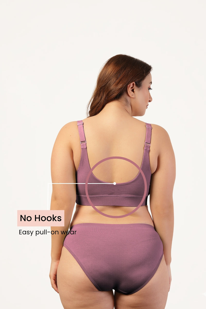 247 Extra Support Cotton Feeding Bra with Adjuster - Lilac