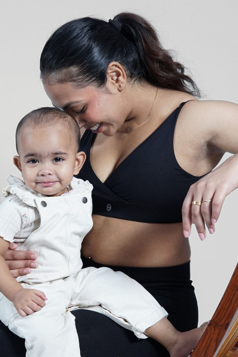 247 Extra Support Cotton Feeding Bra with Adjuster - Black