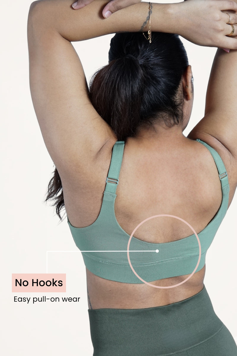 247 Extra Support Cotton Feeding Bra with Adjuster - Medium Green