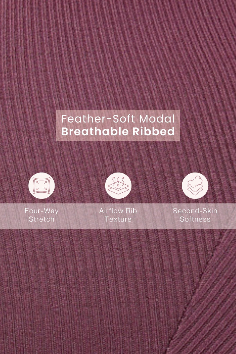 Sera Fine-Rib Bra - Dark Berry