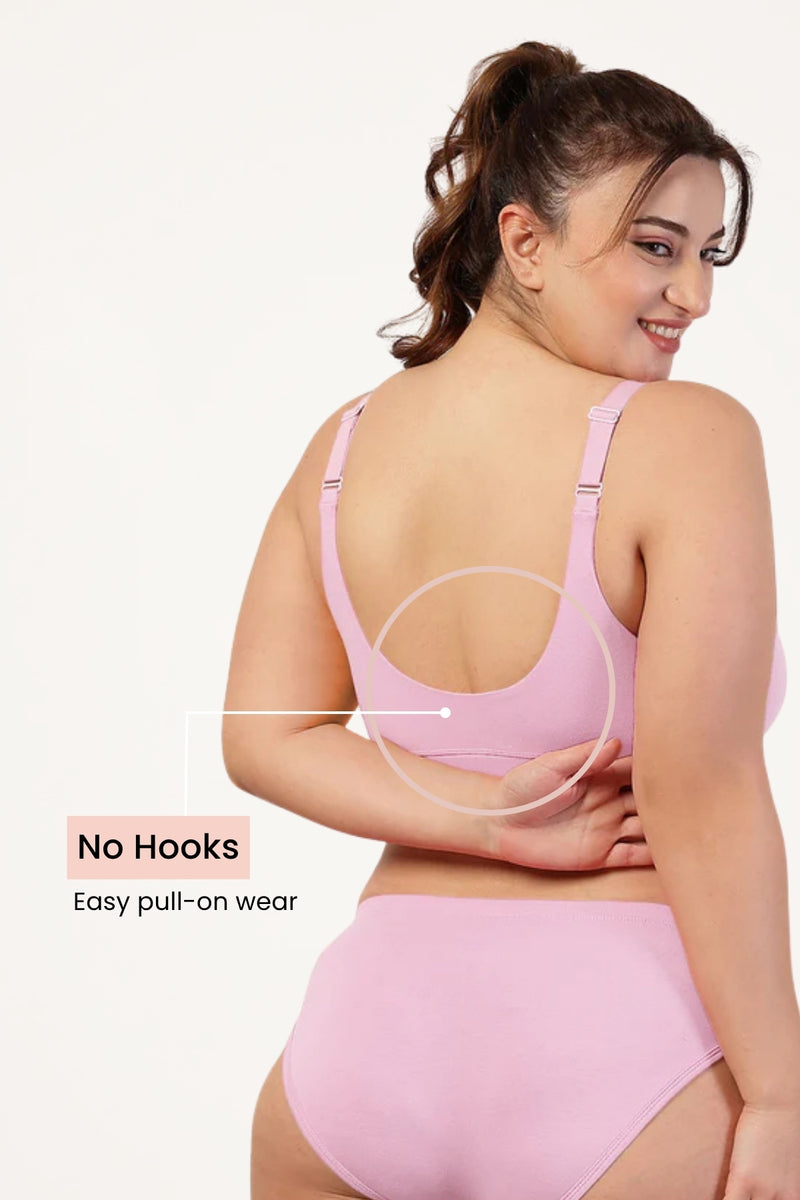 247 Extra Support Cotton Feeding Bra with Adjuster - Pink