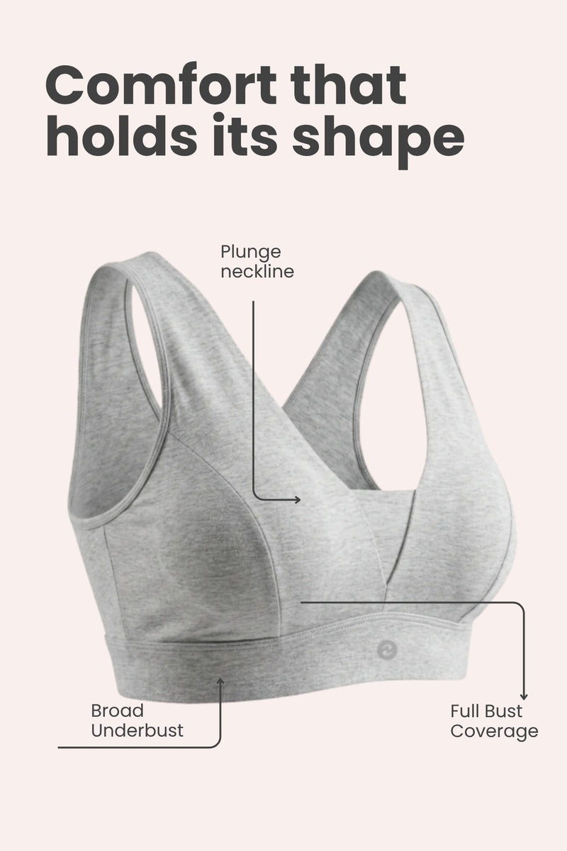 SecureFit Cotton Fixed-Pad Bra - Grey Melange