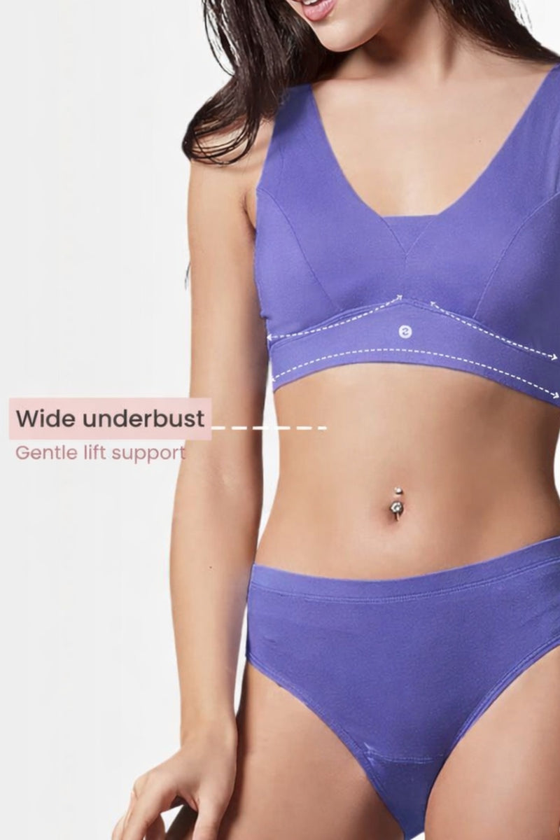 Fixed Padded Modal Maternity Bra with Support - Royal Blue