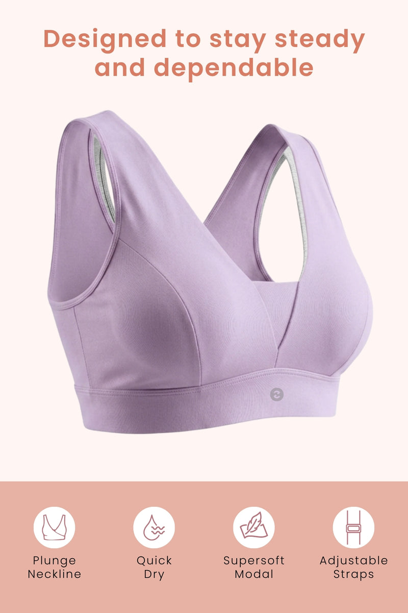 SecureFit Cotton Fixed-Pad Bra - Lavender