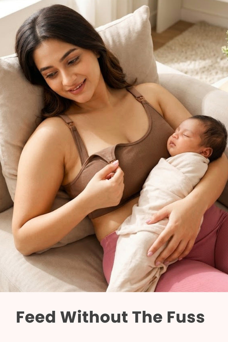 Riva Fine-Rib Cotton Feeding Bra - Mocha