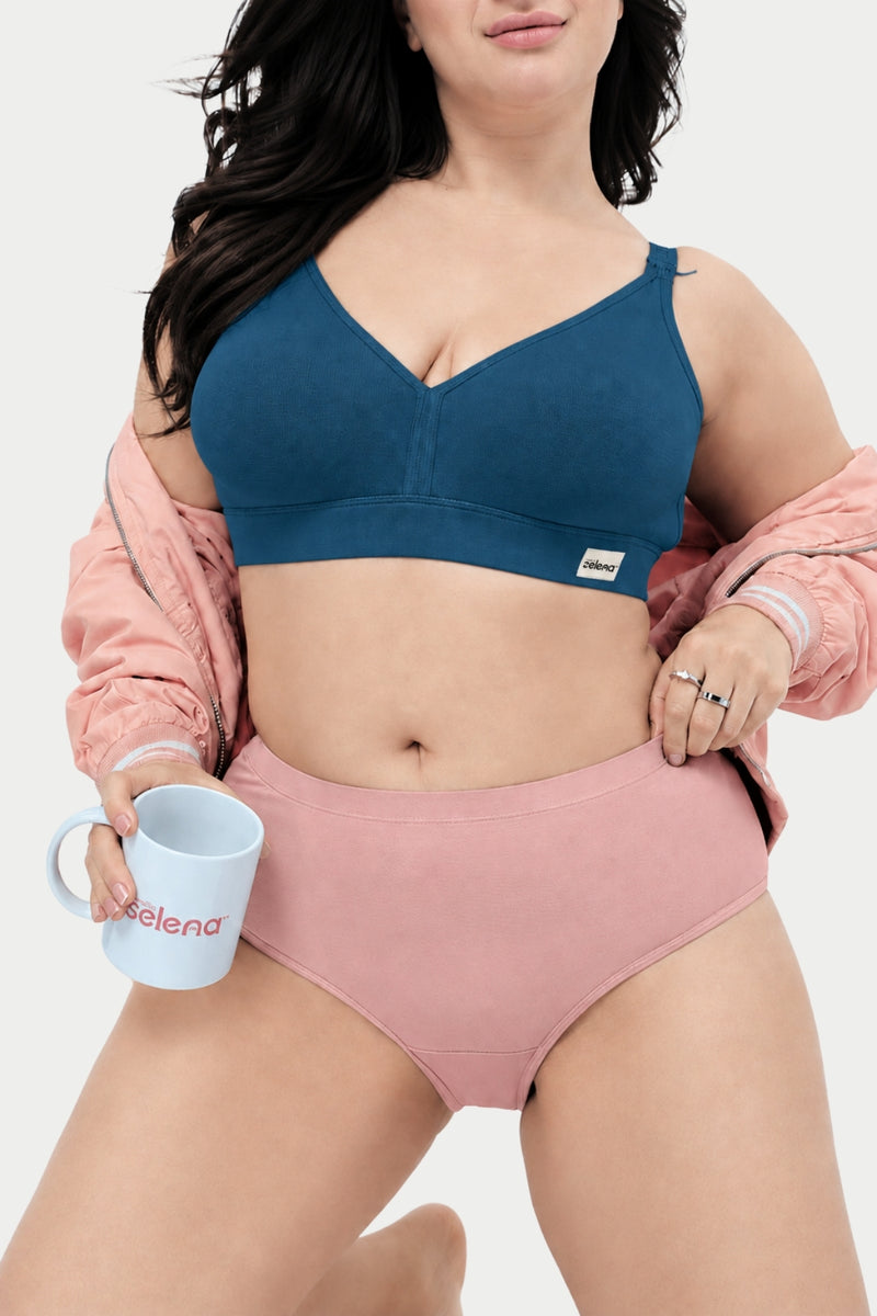Lira Ribbed Cotton Nursing Padded Bra - Airforce