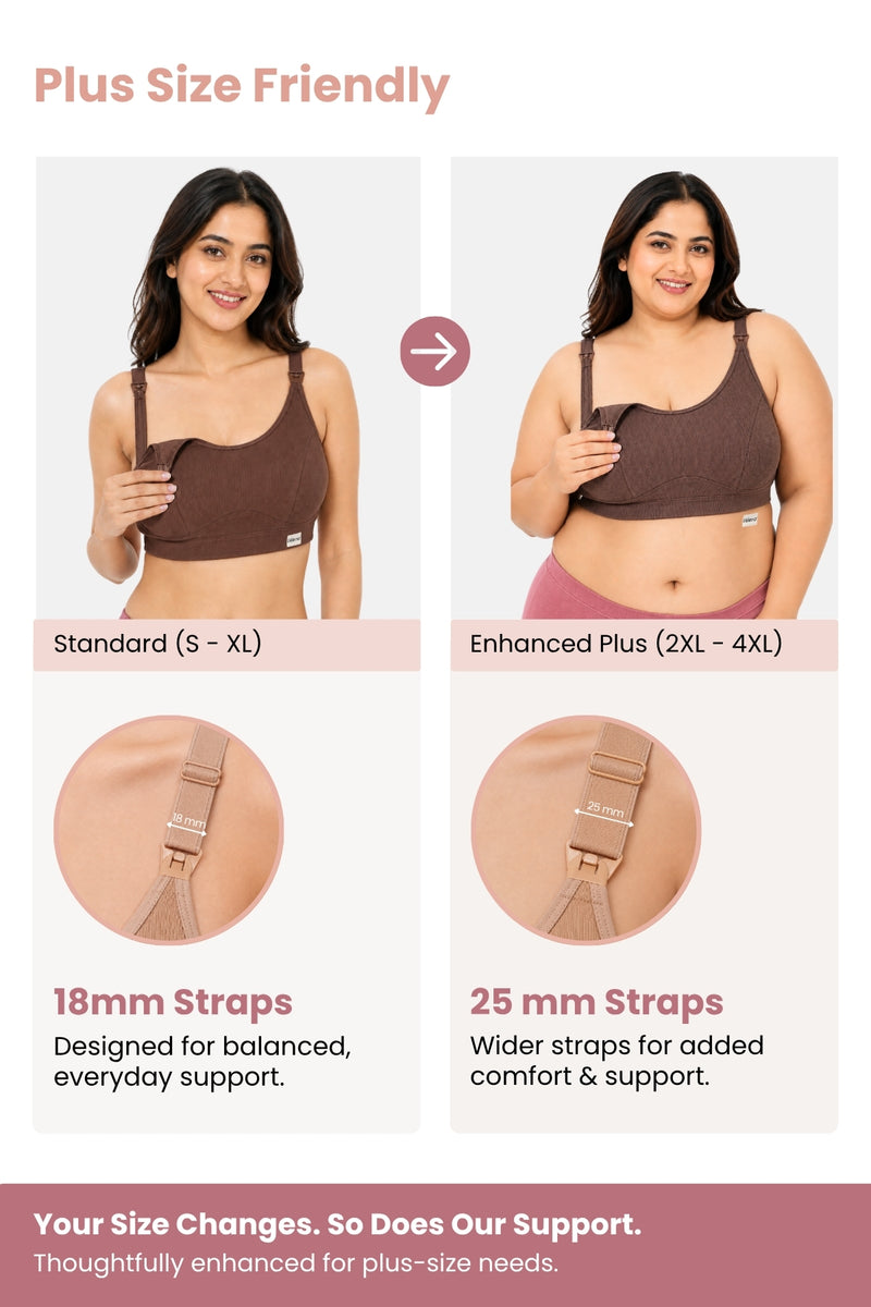 Riva Fine-Rib Cotton Feeding Bra - Mocha