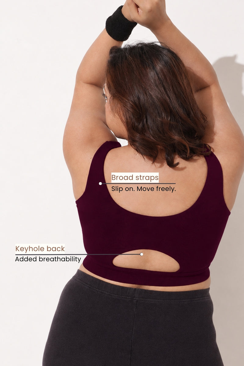 Sculpt & Lift Cotton Sports Bra - Wine