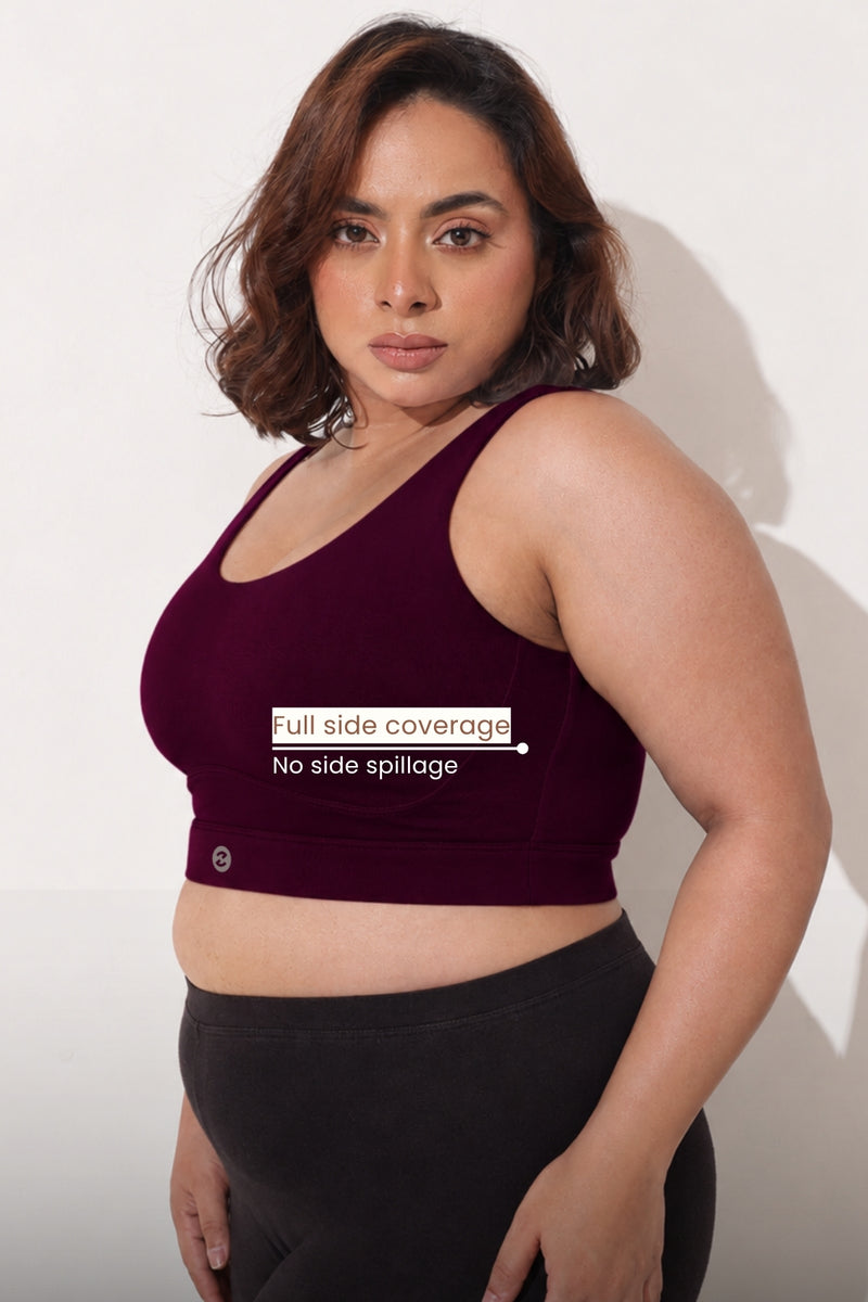 Sculpt & Lift Cotton Sports Bra - Wine
