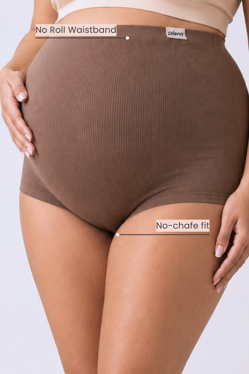 Pregnancy Panty – Over-the-Belly (Rib Textured) - Mocha