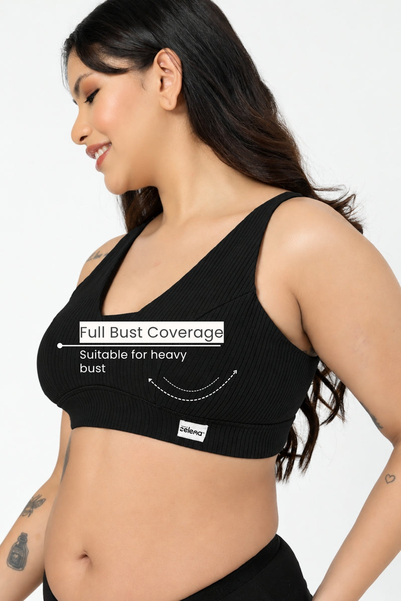 Natural Shape Wide Rib Bra - Black