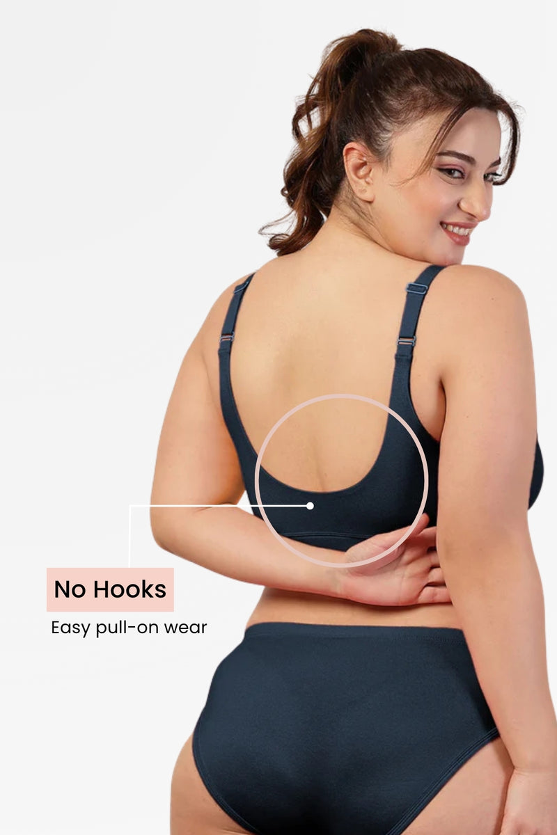 247 Extra Support Cotton Feeding Bra with Adjuster - Navy Blue