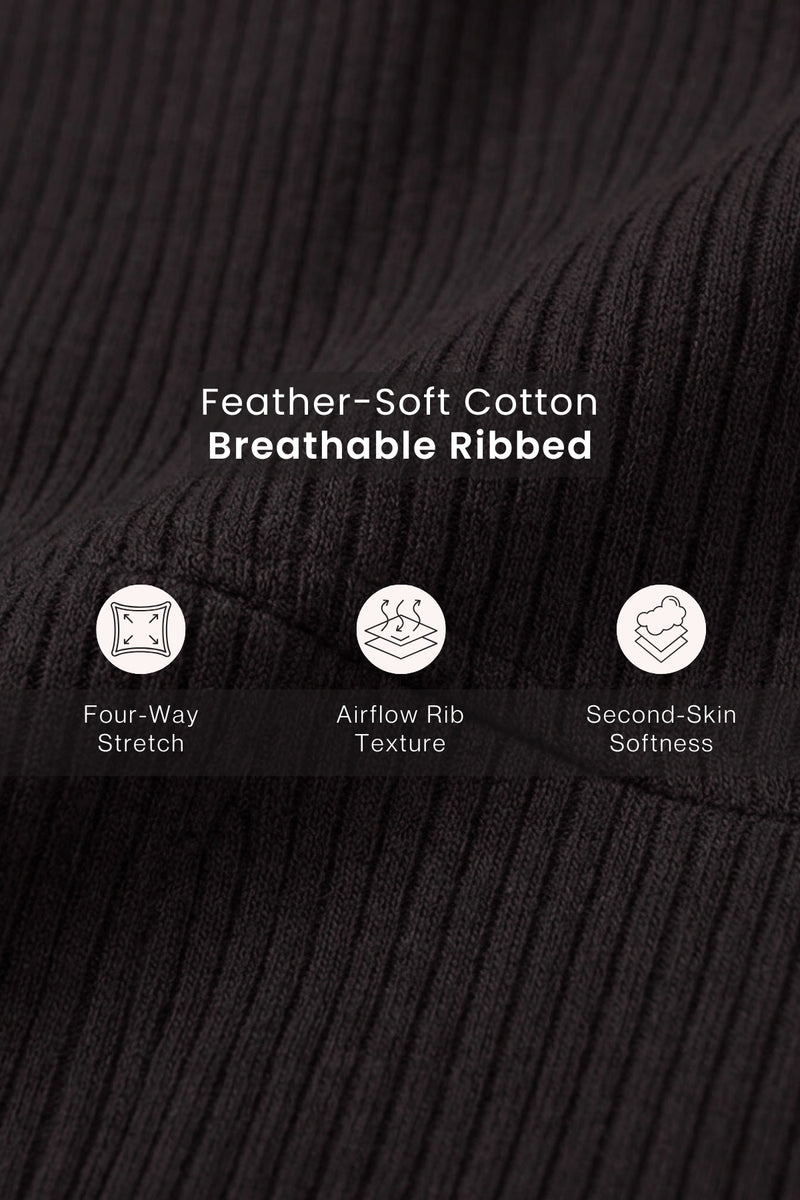 Riva Fine-Rib Cotton Feeding Bra - Black