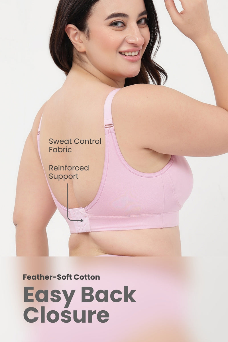 SecureFit Cotton Non-Padded Feeding Bra - Baby Pink