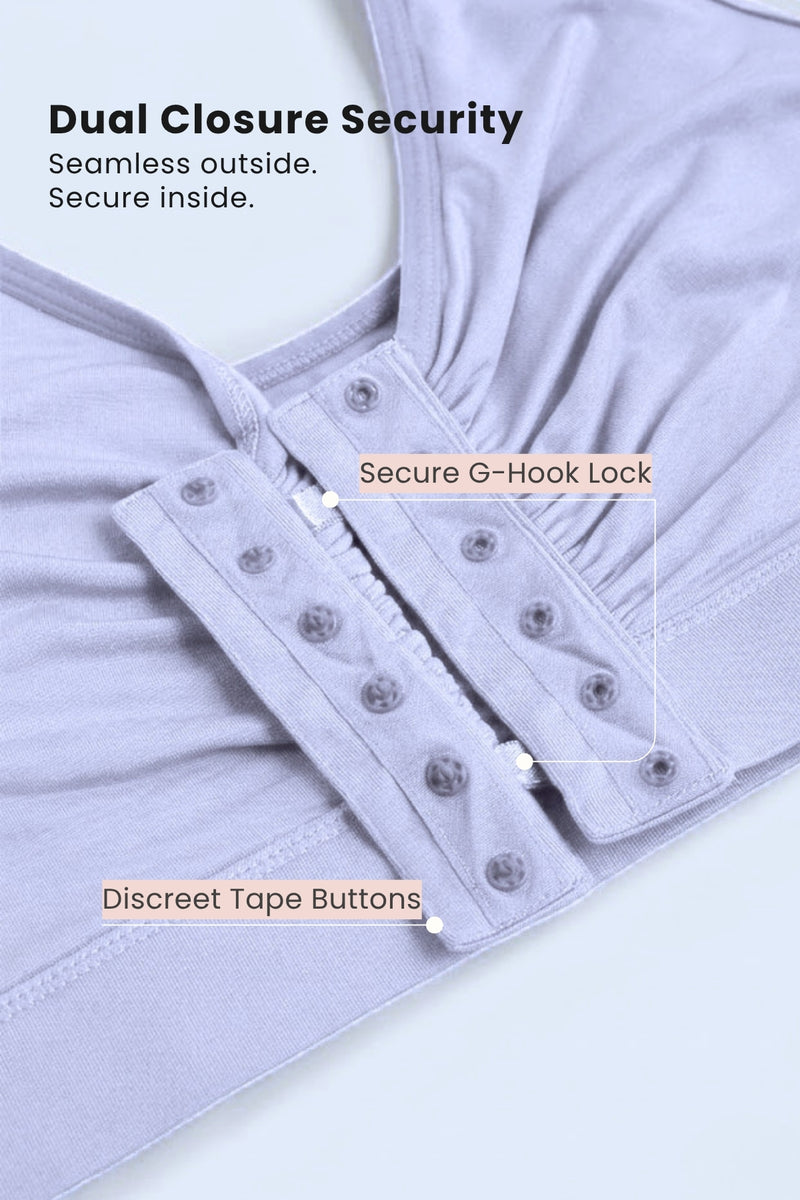Ruched Invisible Button Nursing Bra - Mist