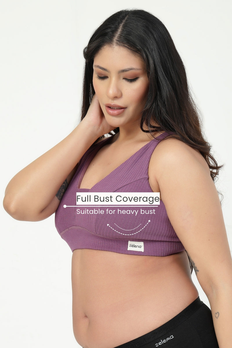 Natural Shape Wide Rib Bra - Purple
