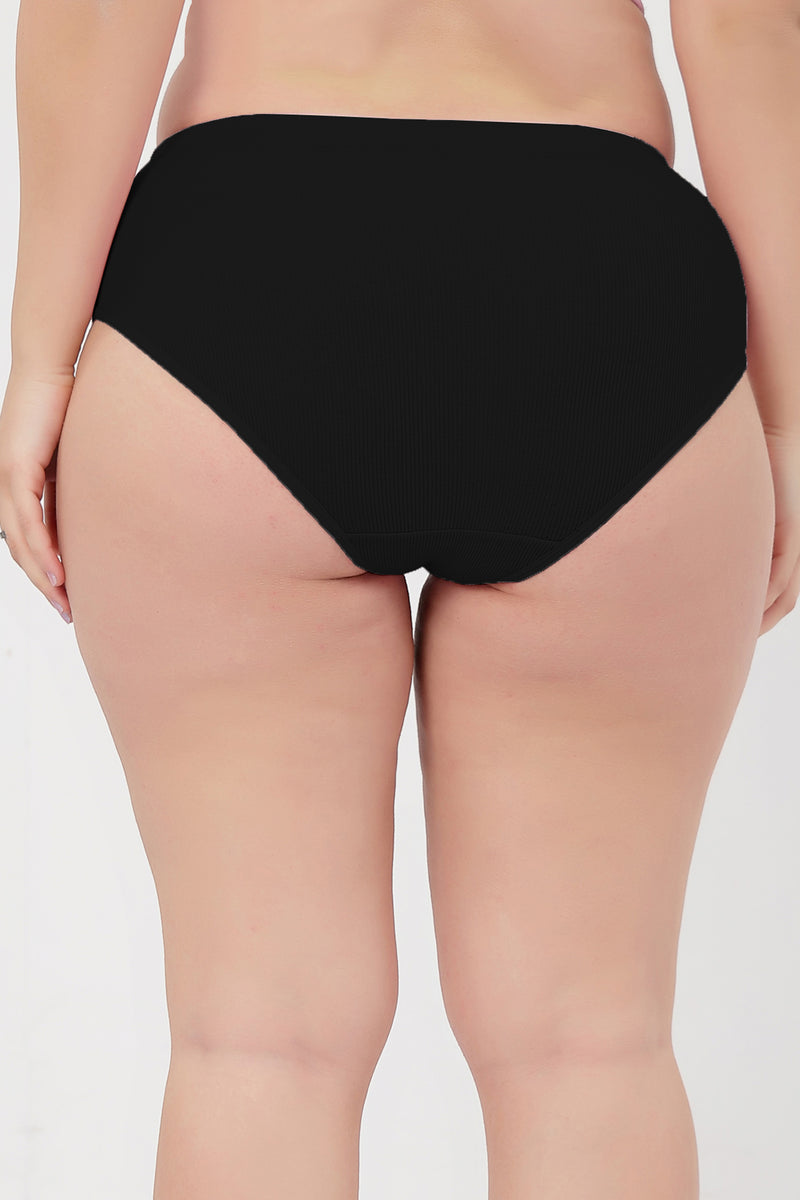 Sera Fine Rib Mid Rise Hipster - Black
