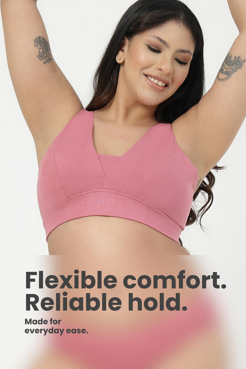 SecureFit Cotton Fixed-Pad Bra - Mauve Rose