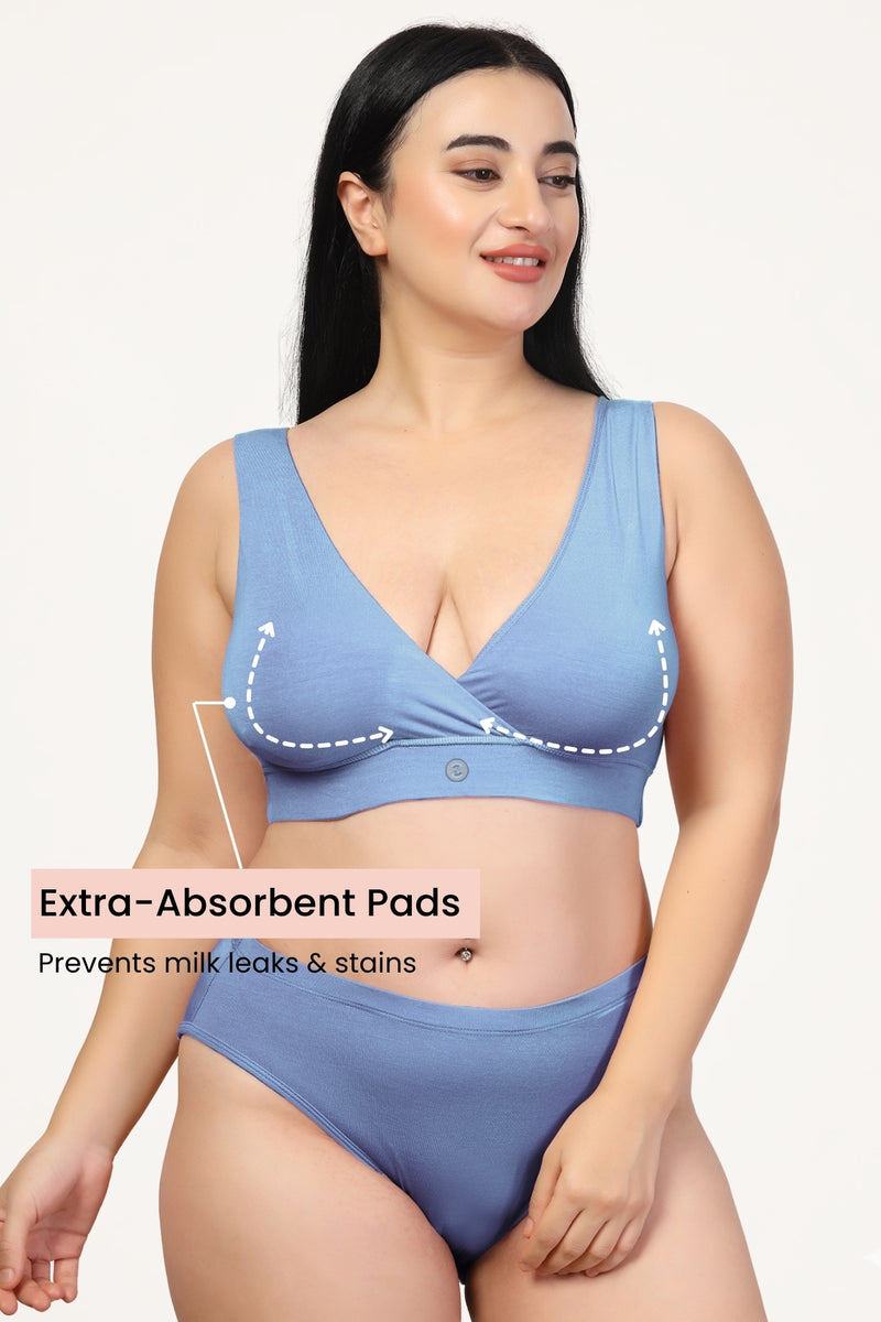247 (Upgraded) Cornflower Blue Modal Padded Maternity Feeding Bra