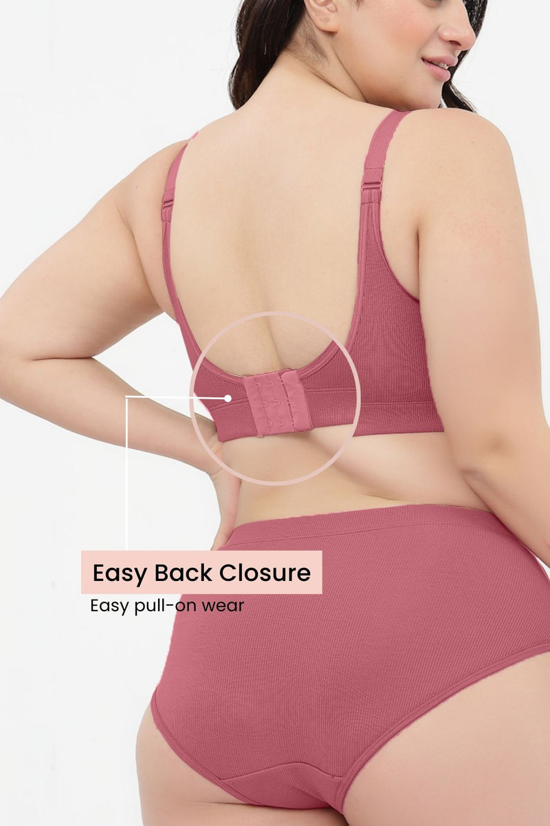 Riva Fine-Rib Cotton Feeding Bra - Blush