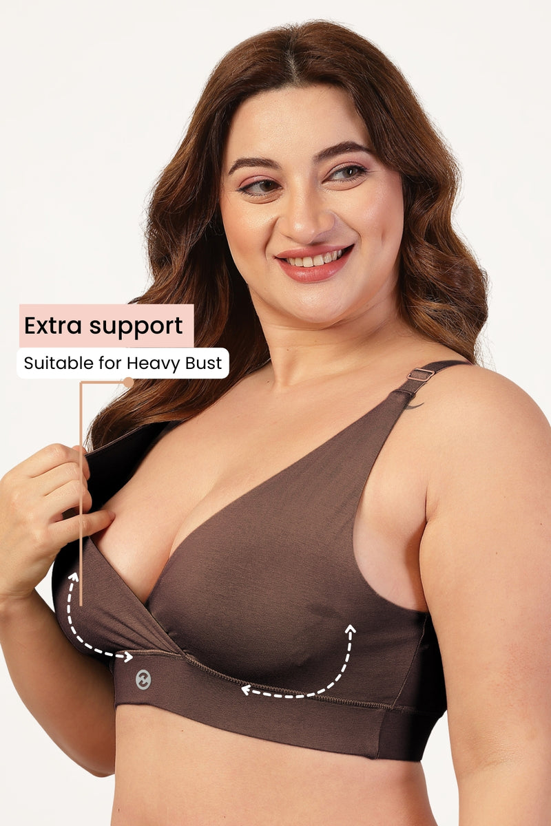 247 Extra Support Cotton Feeding Bra with Adjuster - Brown
